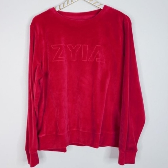 ZYIA Active Women's Fuchsia Pink Velvet Velour Sweatshirt Women's XL Activewear - Picture 3 of 9